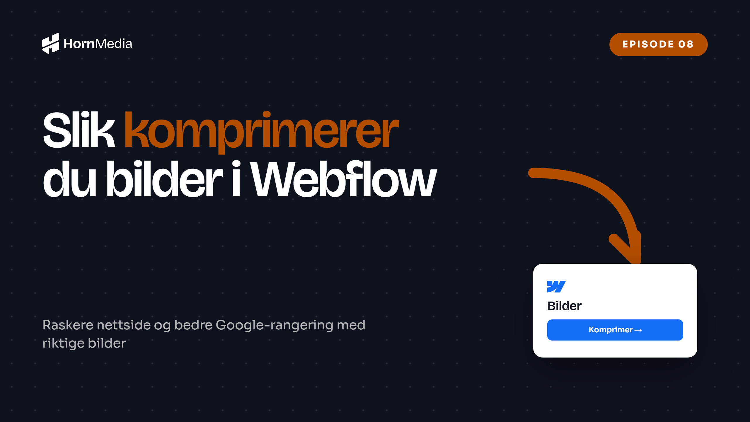 Skjermbilde av bildekomprimering i Webflow – opplæringsvideo om hvordan du komprimerer bilder