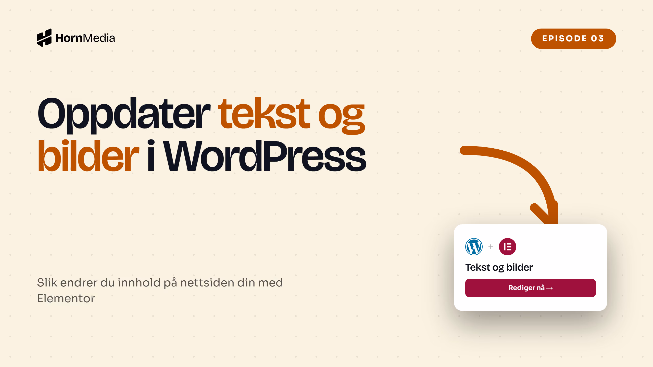 Skjermbilde av Elementor-redigering i WordPress – opplæringsvideo om hvordan du oppdaterer tekst og bilder