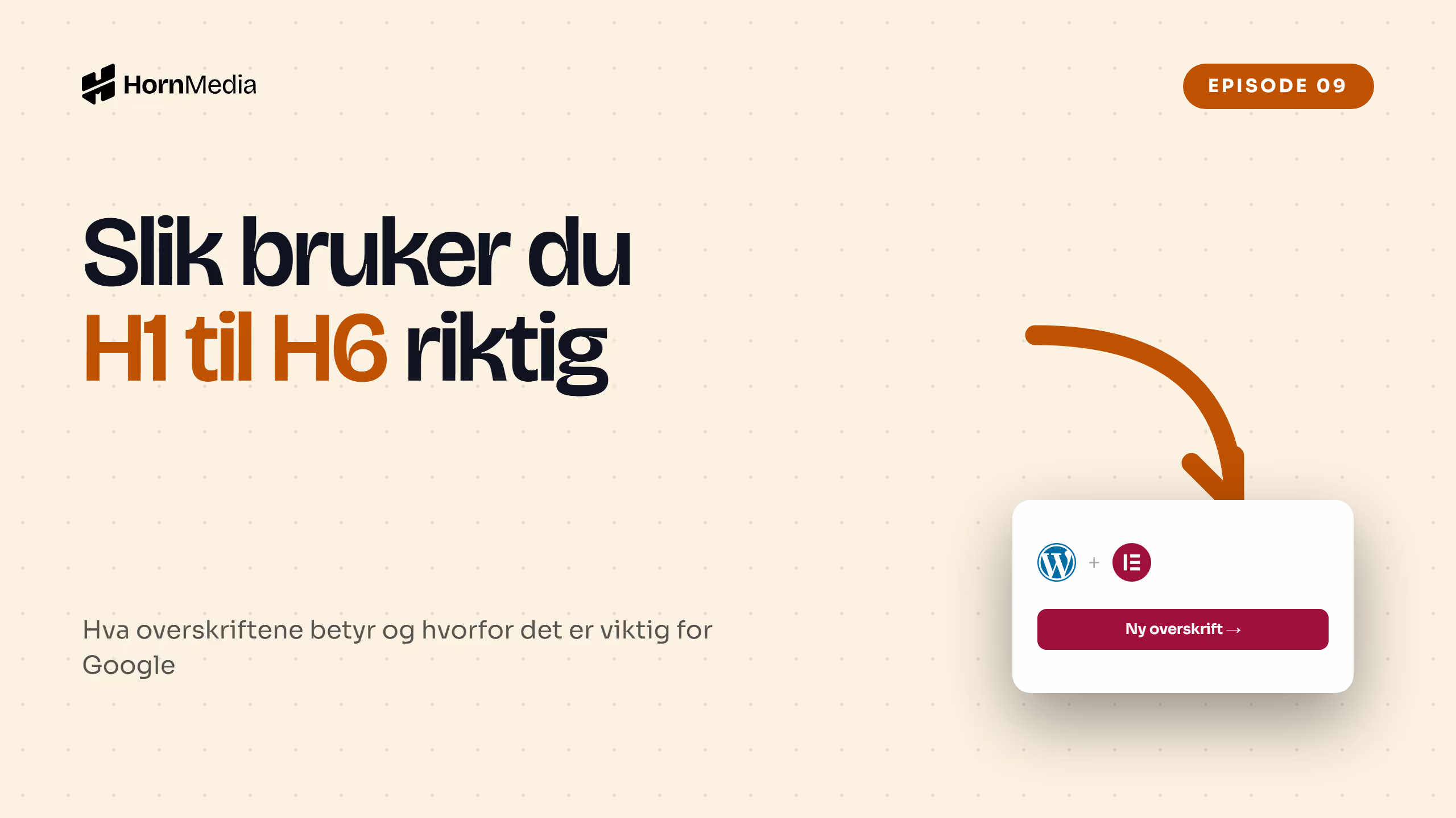 Skjermbilde av overskriftsvelger i WordPress – opplæringsvideo om riktig bruk av H1 til H6