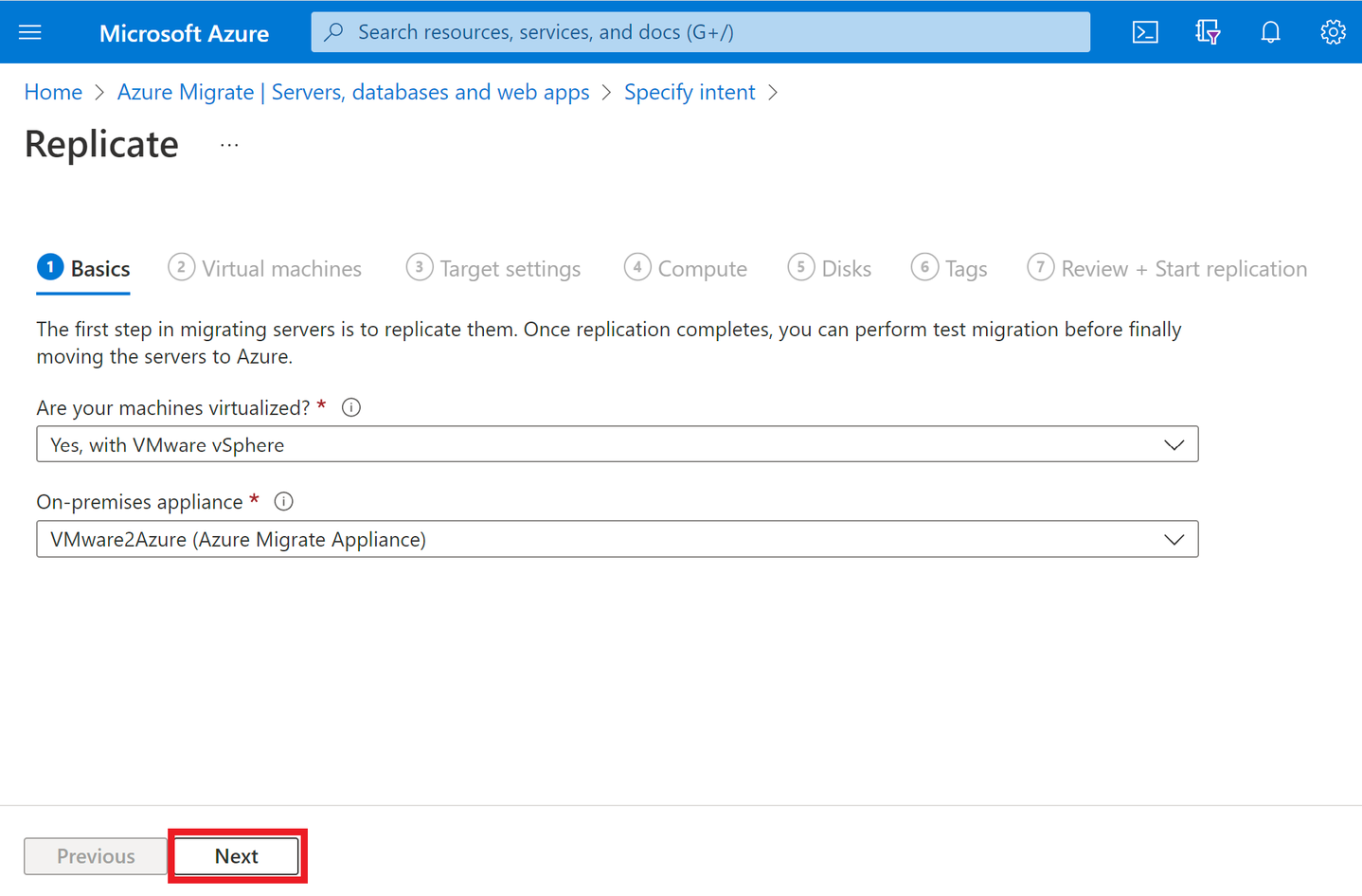 Dialog 1: Abfrage der Virtualisierung der Quelle und der Migrations-Appliance