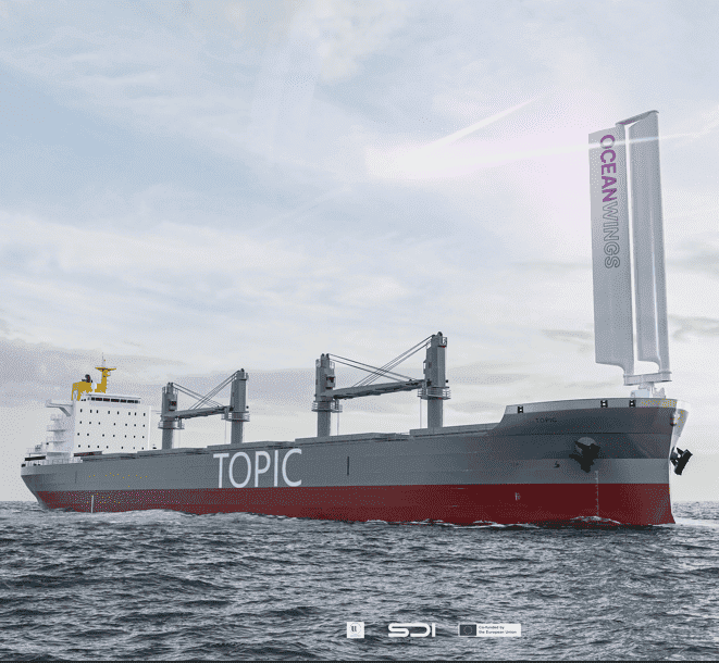 A Bulk Carrier equipped with a Rigid Tiltable Wingsail