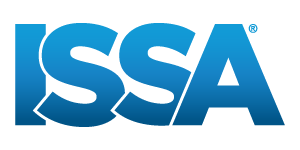overlapping capital letters "ISSA" in gradient blue, lighter at the top, darker at the bottom