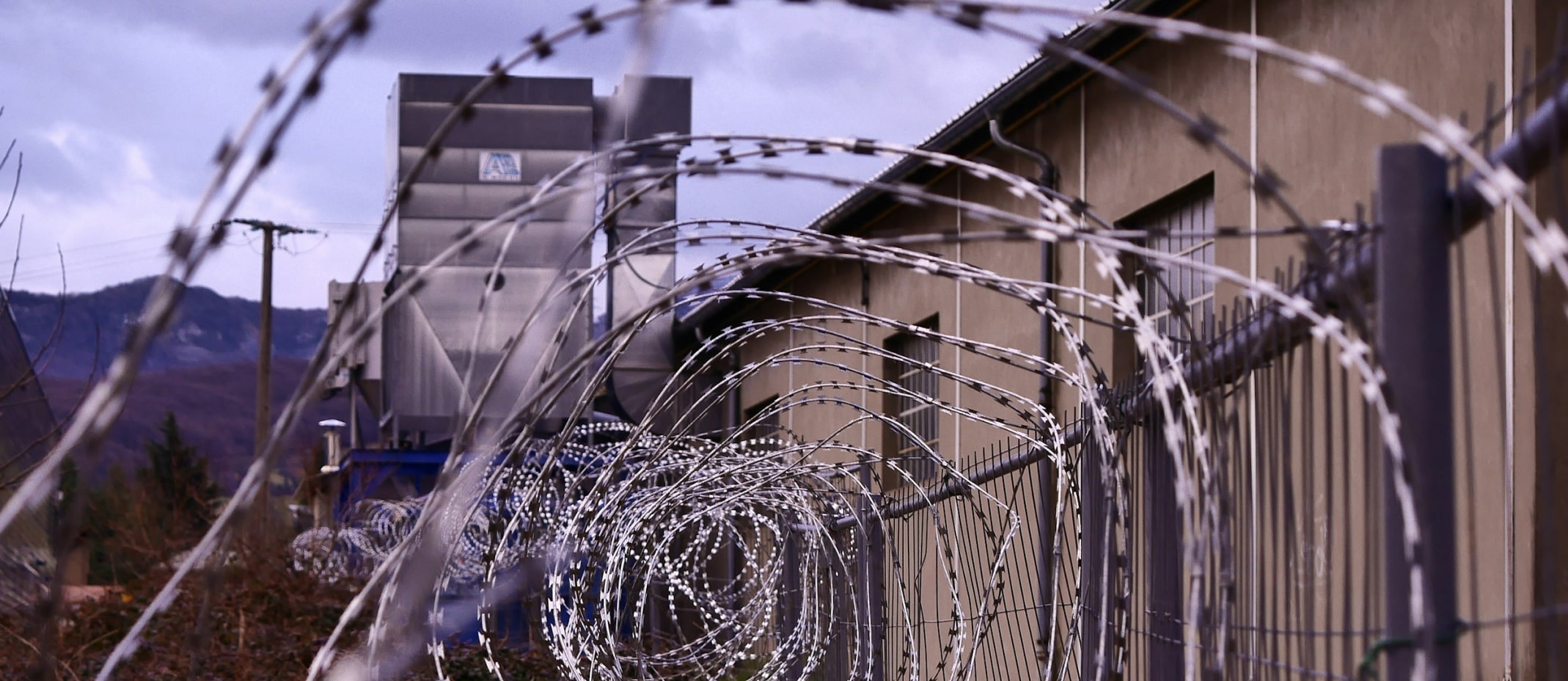 Prison with barbed wire
