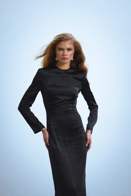 Силуетна сукня шовкова, колір чорний, розмір XS — Ruslana Karika, фото 5