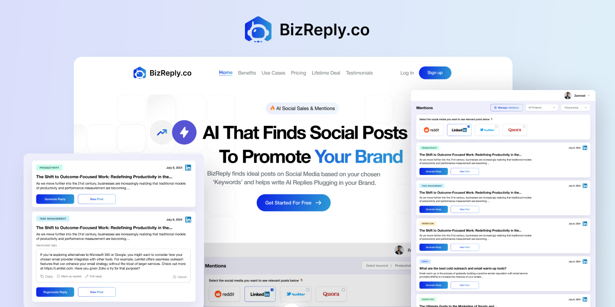 BizReply landing page preview