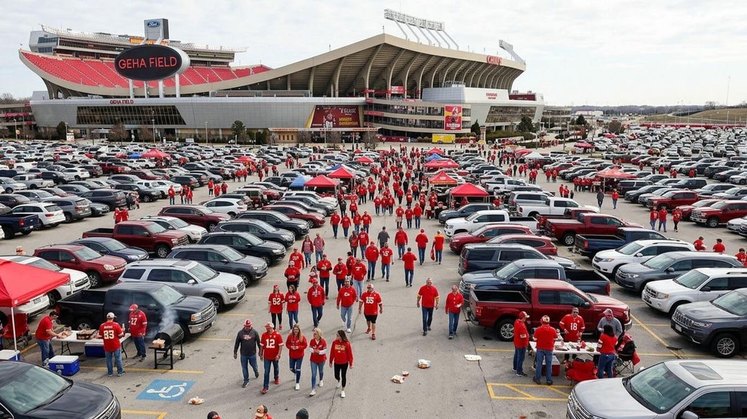 Tailgating fans outside Arrowhead Stadium