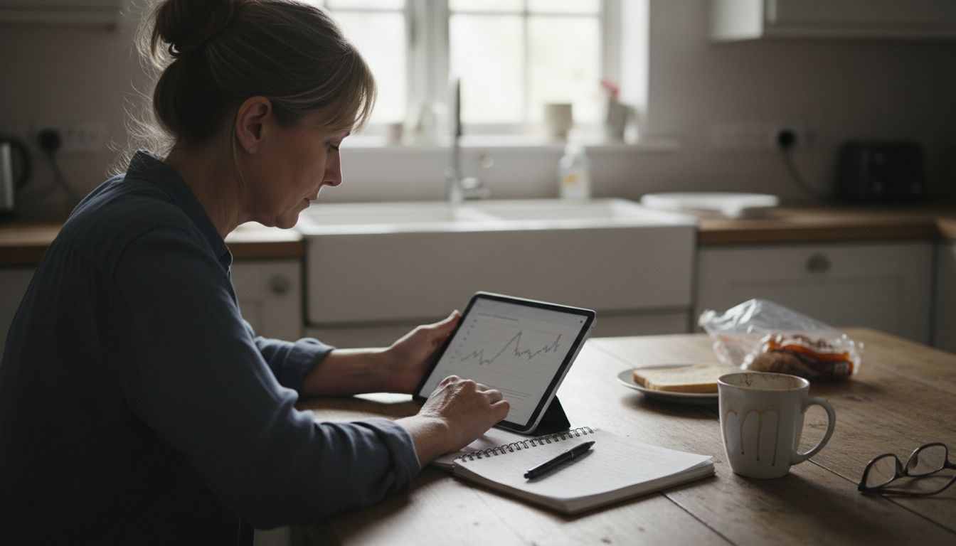 Una mujer consulta su tablet para informarse sobre inversiones en criptomonedas.