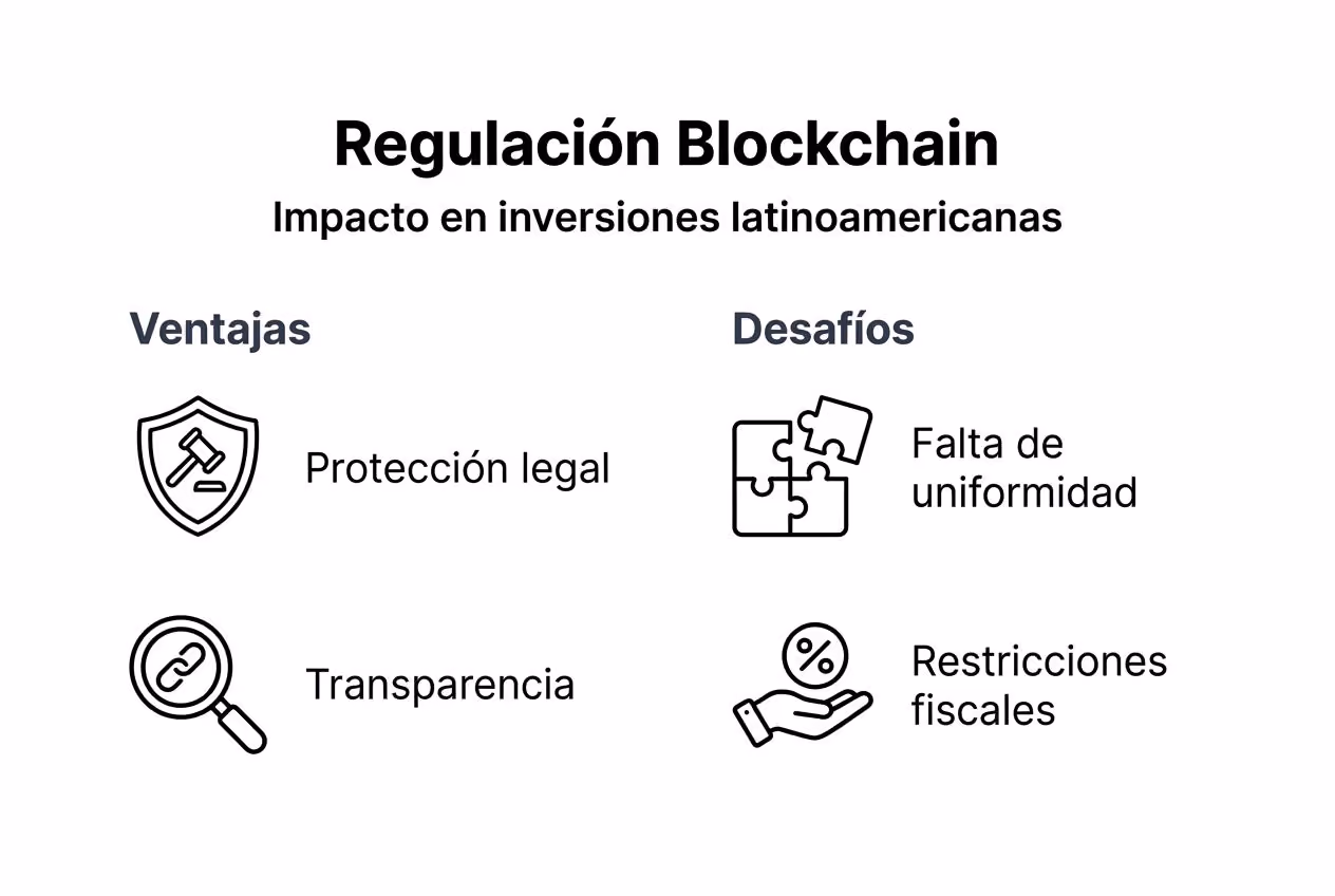 Infografía sobre cómo la regulación del blockchain está transformando el panorama en Latinoamérica