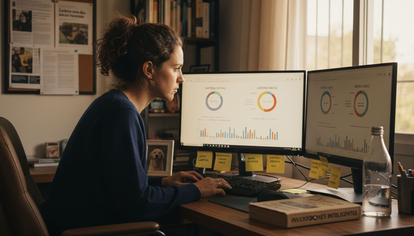 Inversor analizando la diversificación de su cartera en blockchain