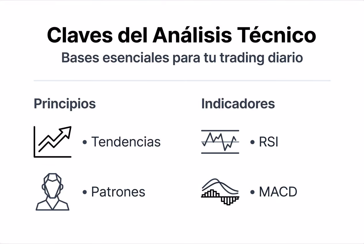 Infografía sobre los puntos clave para entender el análisis técnico en los mercados financieros