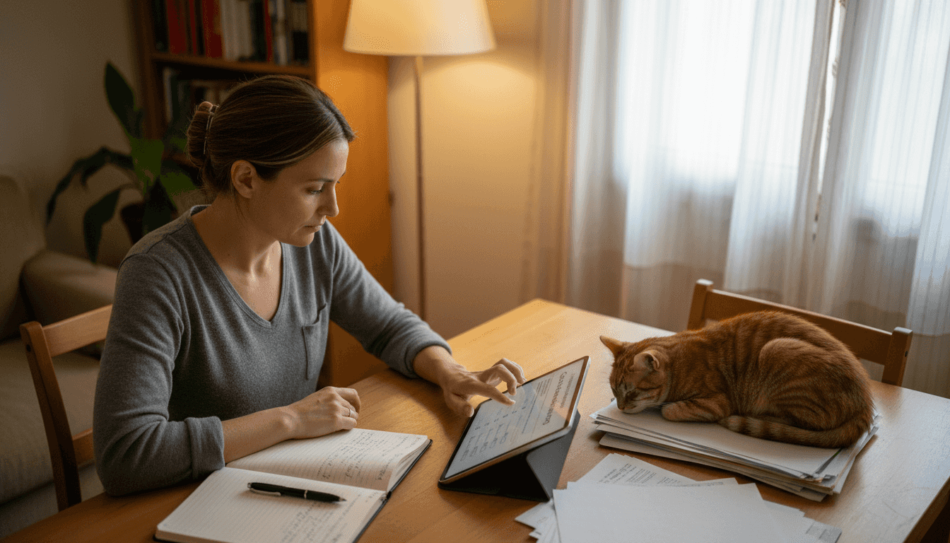 Mujer analizando desde casa cuál es el perfil de riesgo más adecuado para sus inversiones