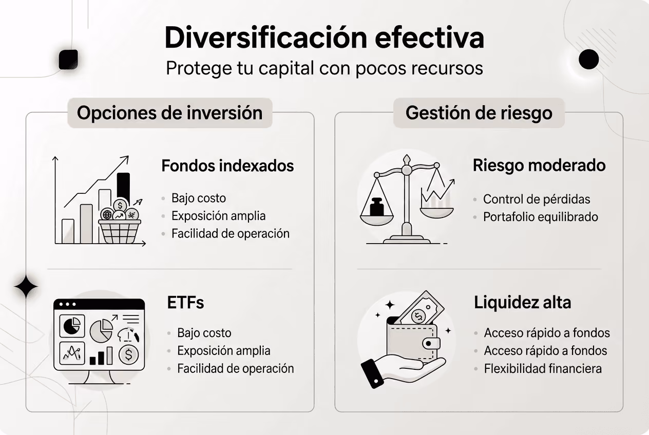 Guía visual sobre cómo diversificar tus inversiones y protegerte del riesgo