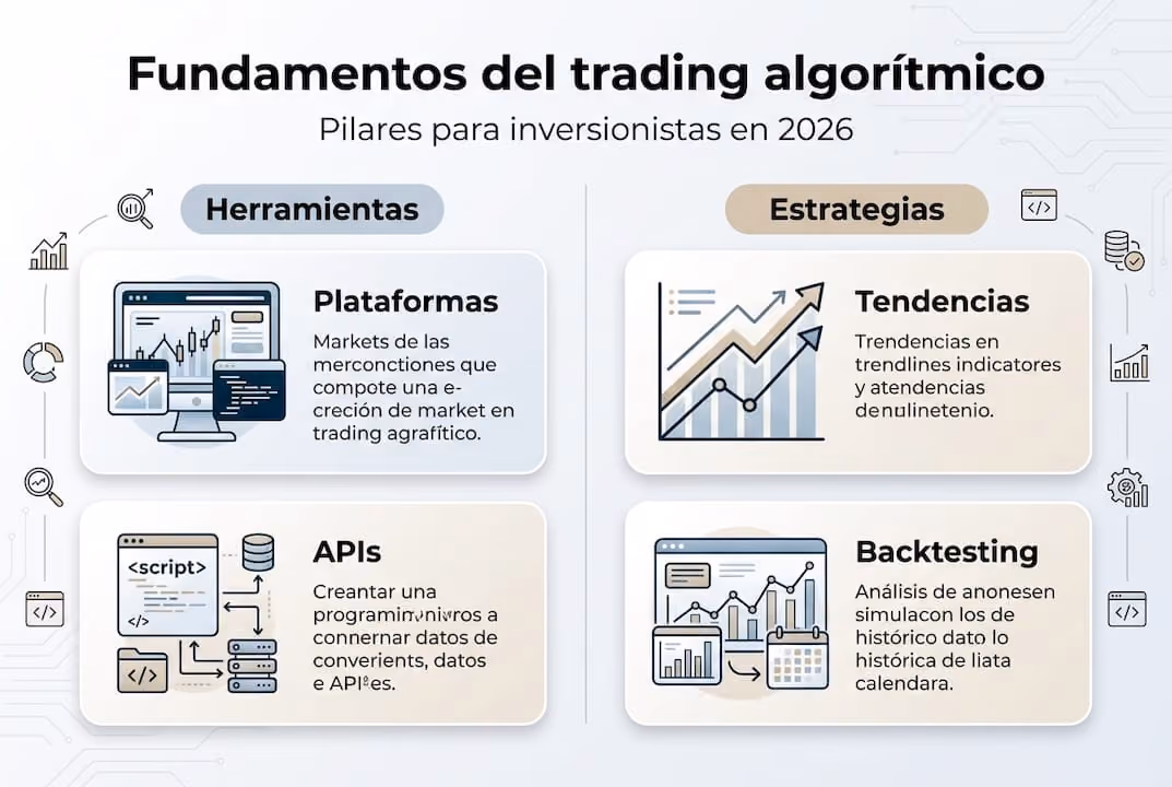 Infografía sobre los fundamentos esenciales del trading algorítmico