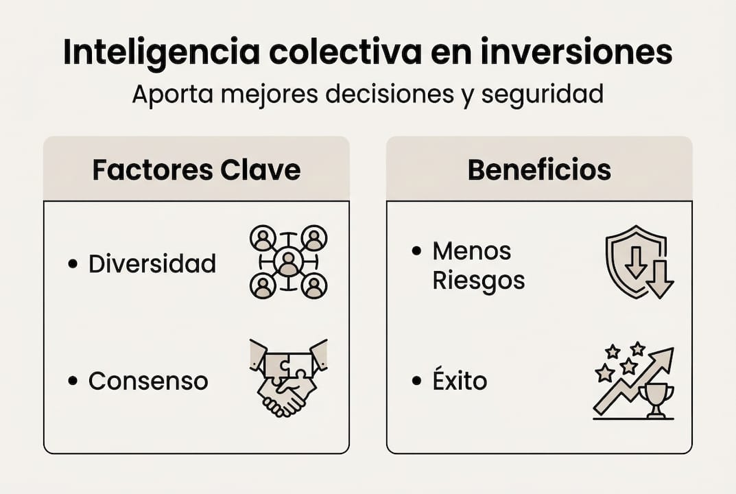 Visual interactivo sobre cómo la inteligencia colectiva puede transformar las decisiones de inversión