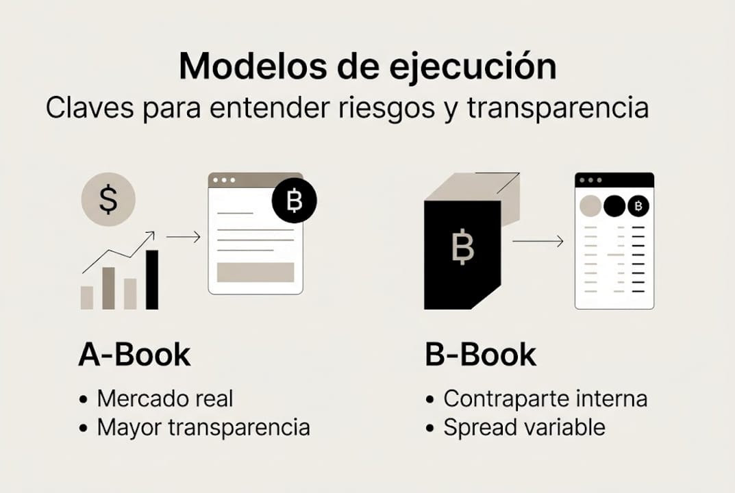 Infografía sobre los modelos de ejecución de bróker: A-Book y B-Book