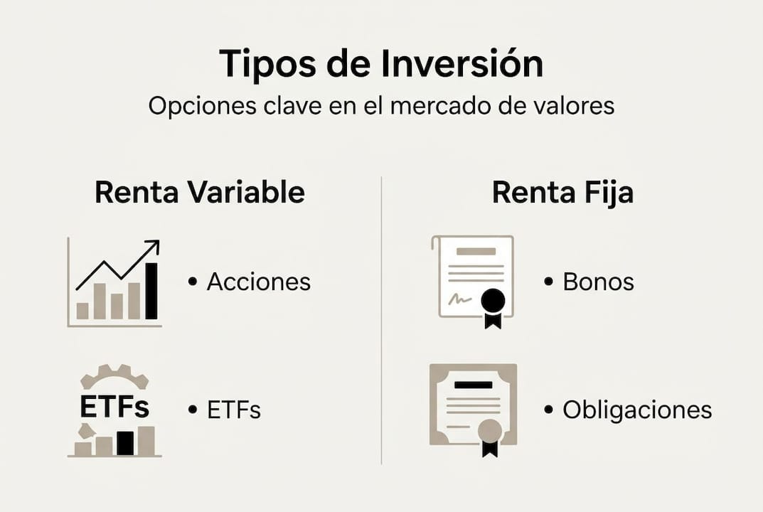 Guía visual práctica sobre las principales formas de invertir en la bolsa
