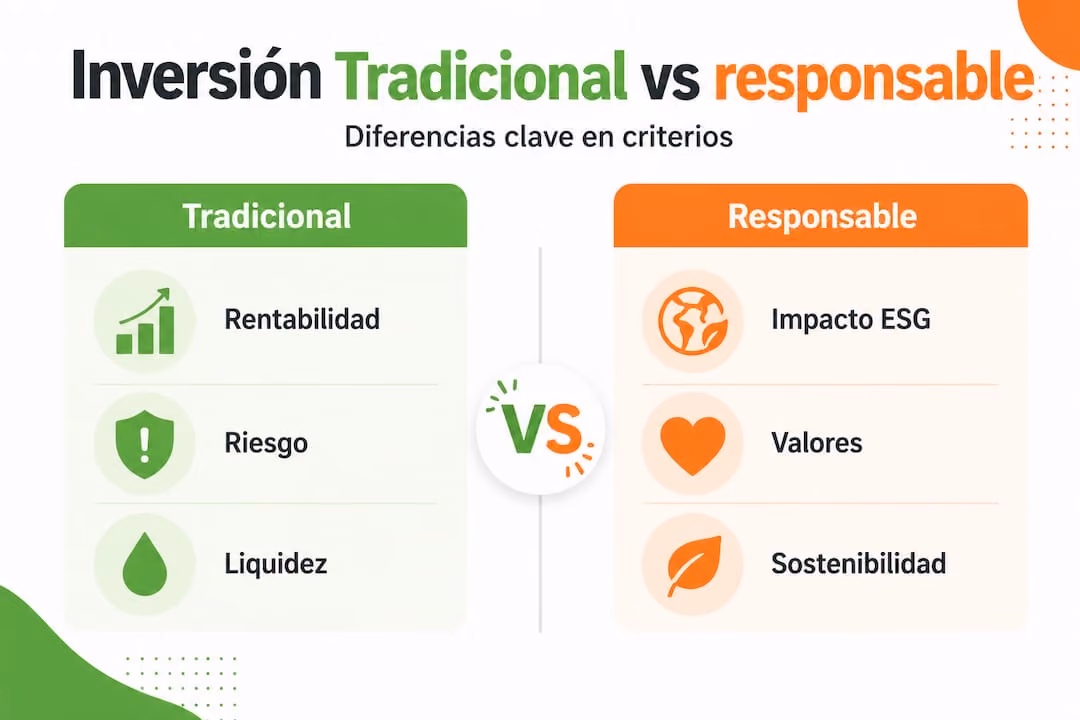 Infografía: diferencias clave entre inversión tradicional y sostenible