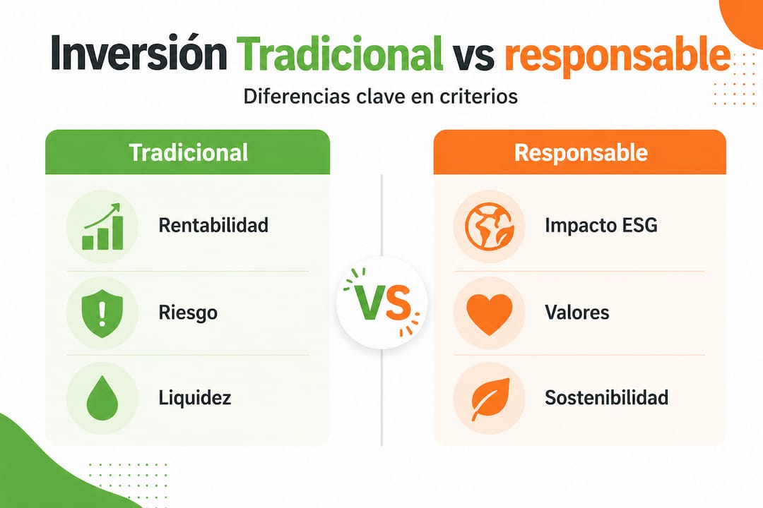 Infografía: diferencias clave entre inversión tradicional y sostenible