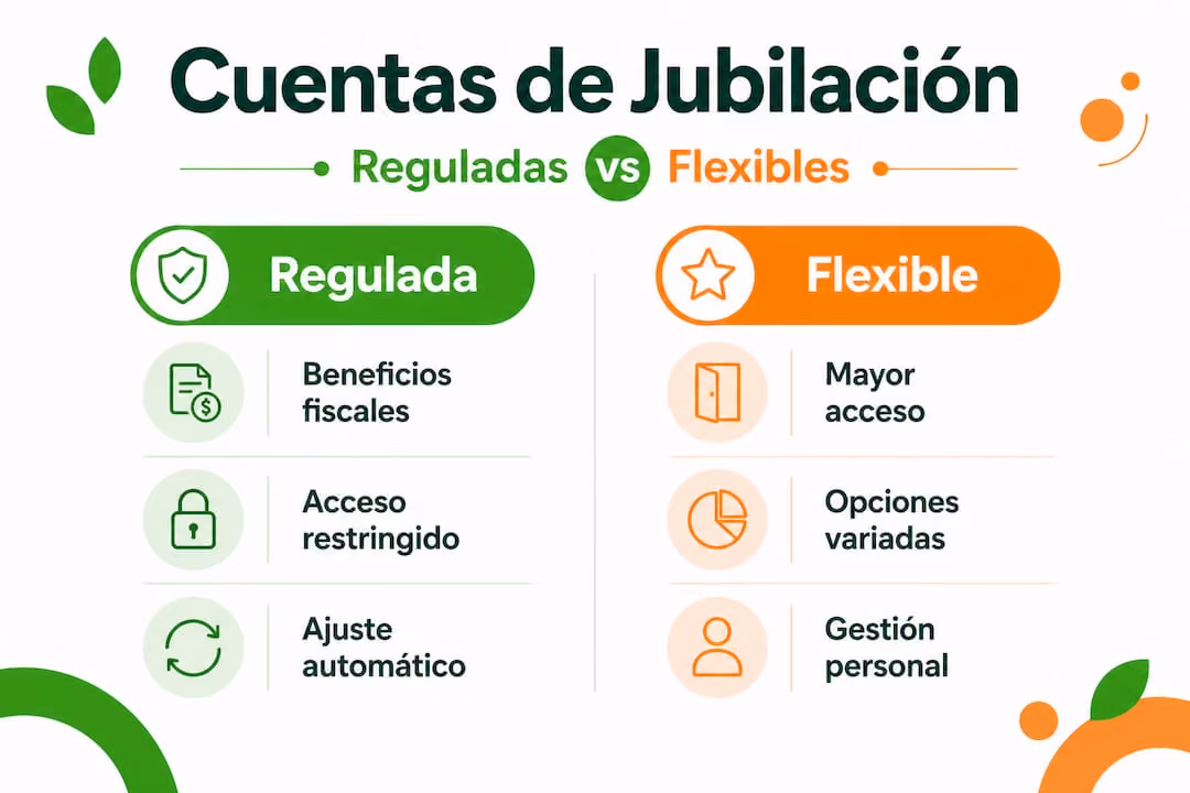 Infografía que muestra las diferencias entre los planes de jubilación tradicionales y los de modalidad flexible