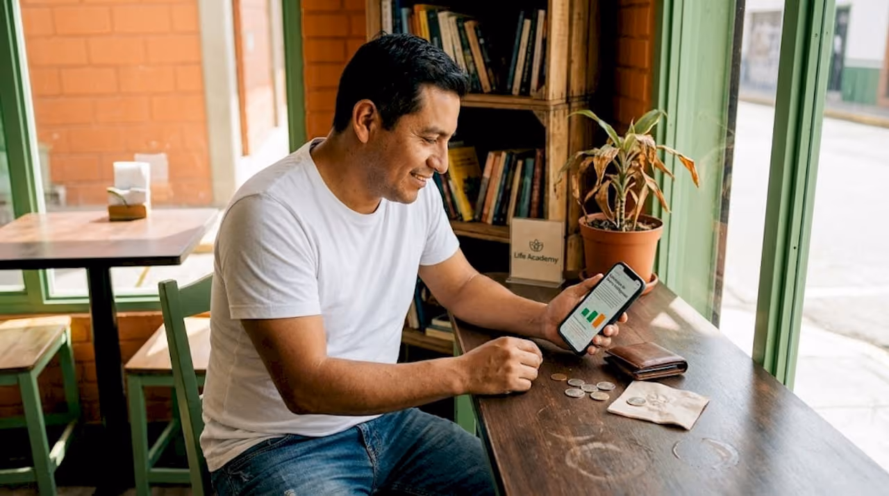 Un hombre consulta consejos para ahorrar en la compra de café