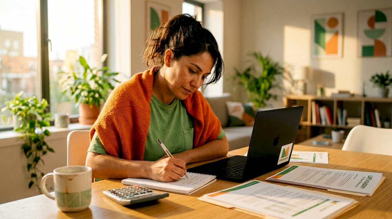 Persona revisando y evaluando los riesgos desde la comodidad de su hogar