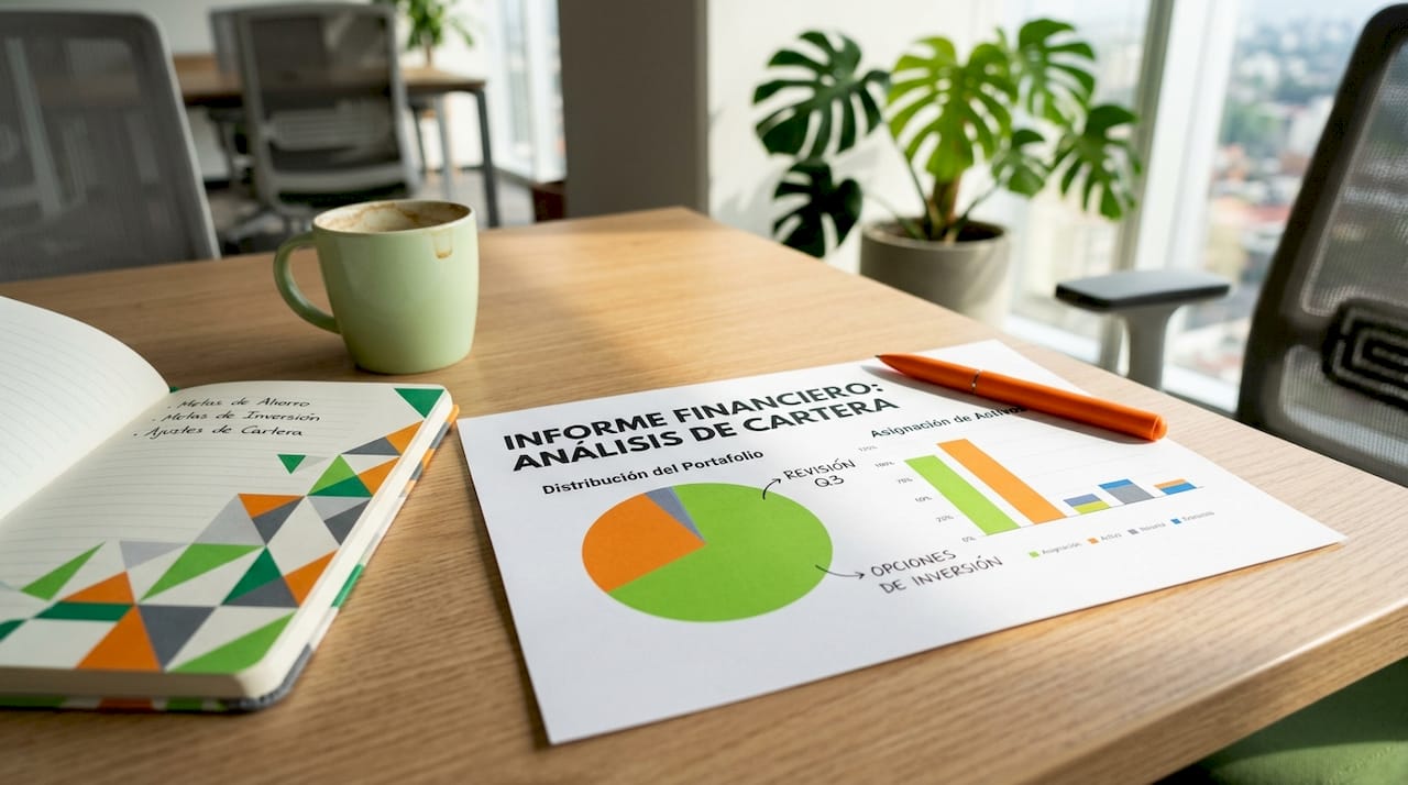 Informe financiero con gráficos sobre la distribución de activos