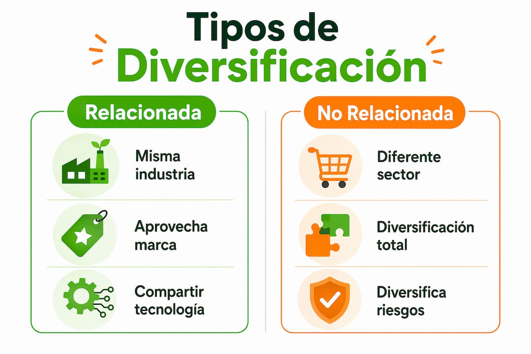Infografía: diferencias clave entre diversificación relacionada y no relacionada