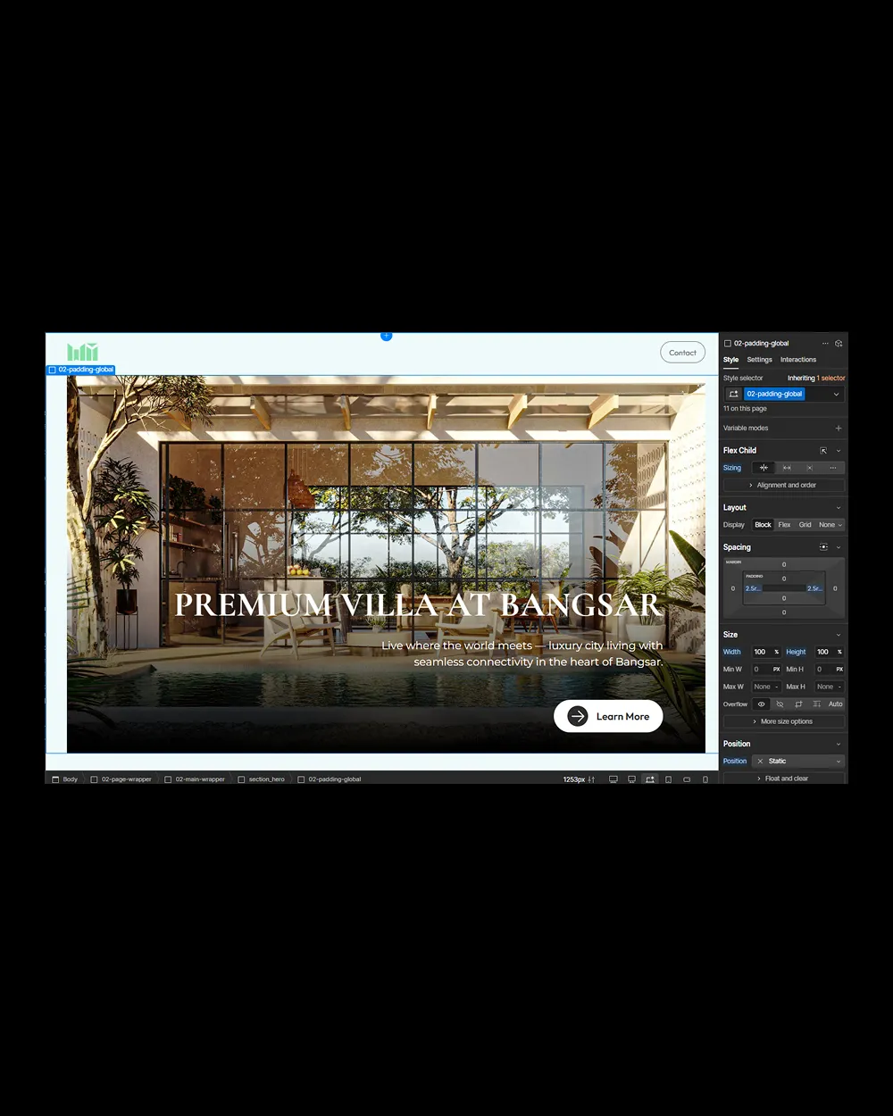 Modern premium villa with large glass windows opening to a patio and pool, surrounded by trees and plants.