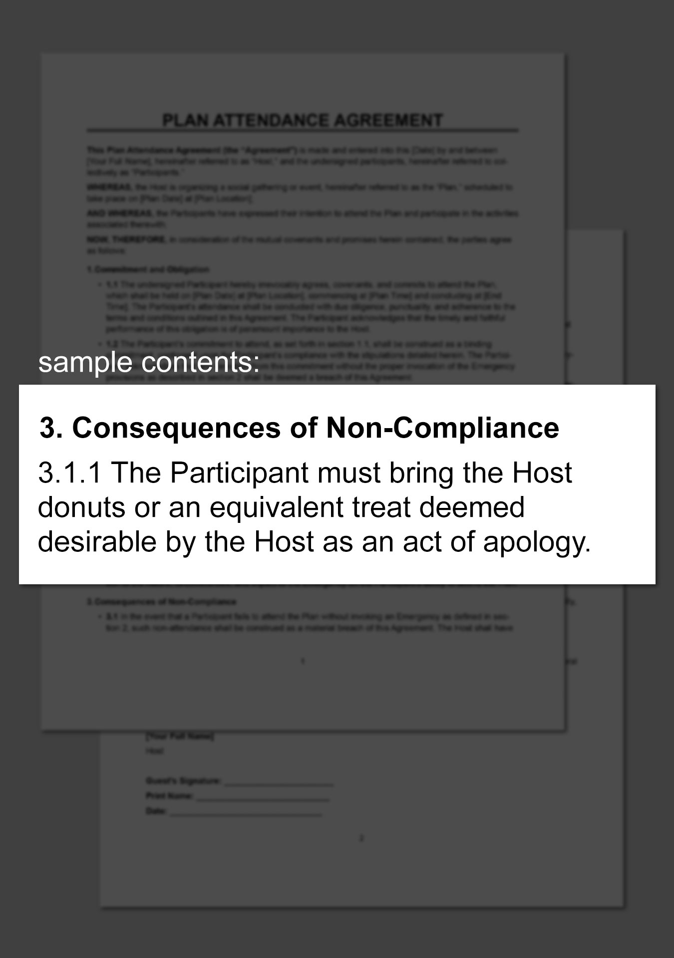 A multi-page contract
