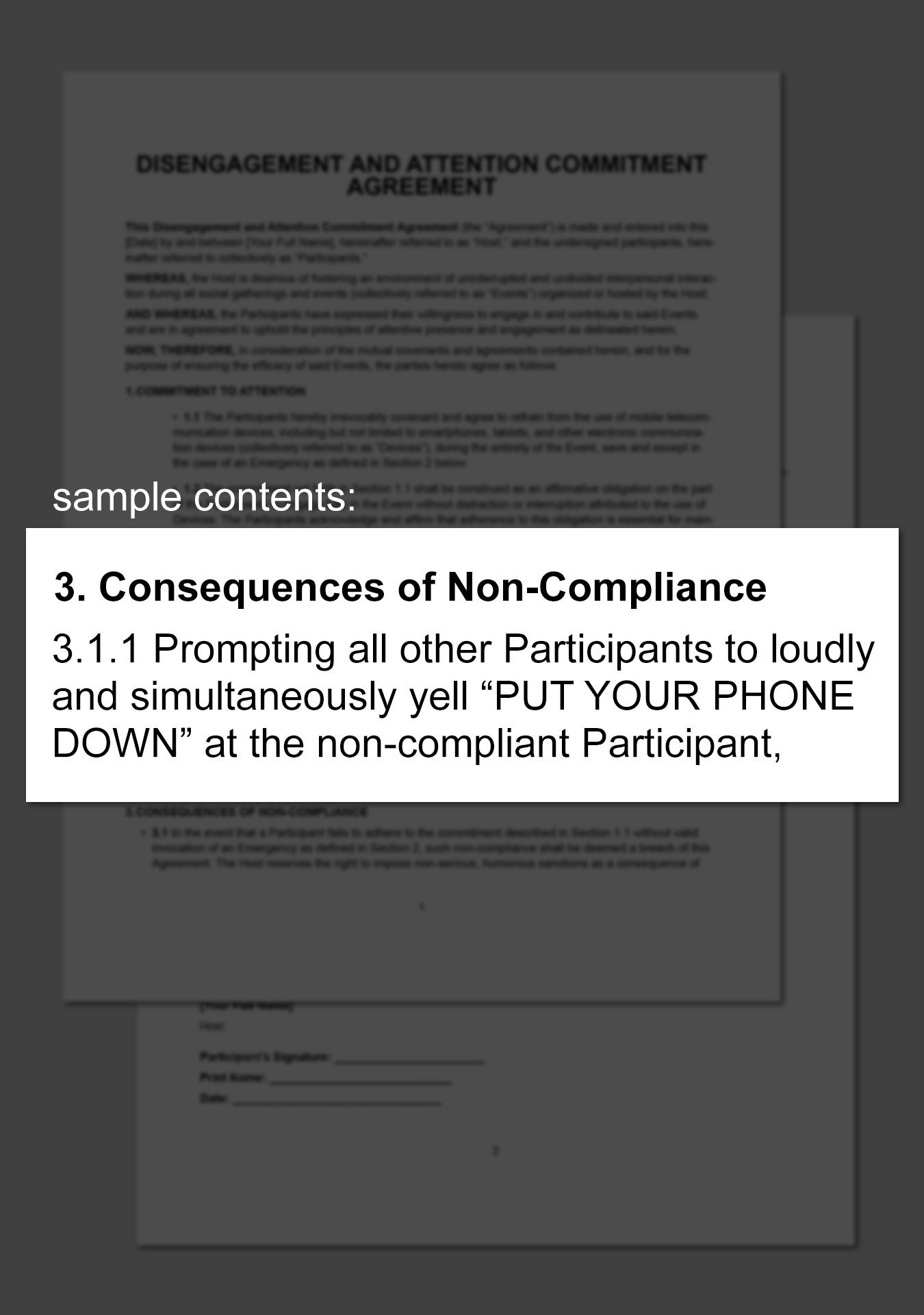 A multi-page contract