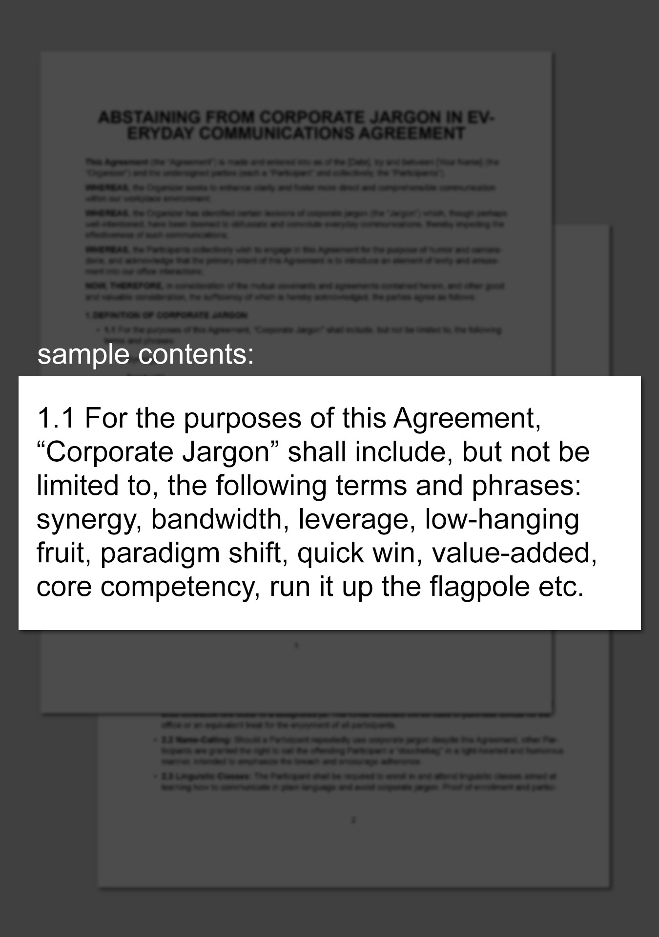 A multi-page contract