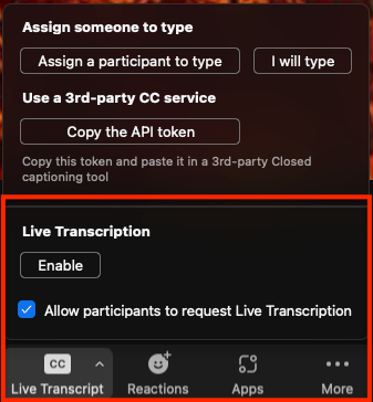 enable zoom meeting transcripts