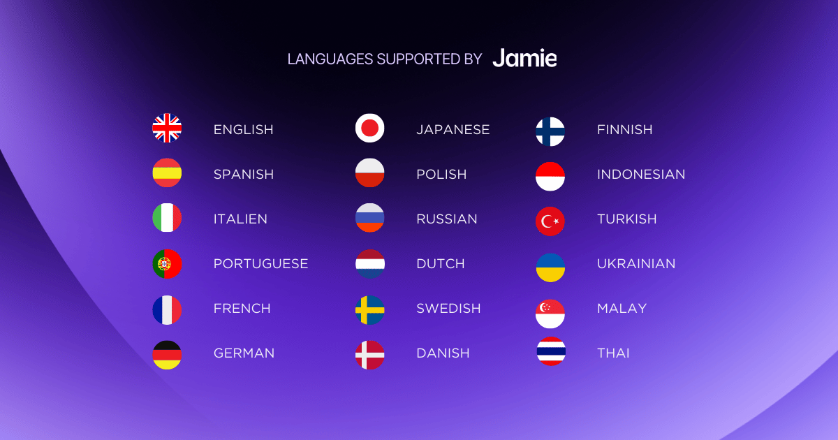 jamie's supported languages