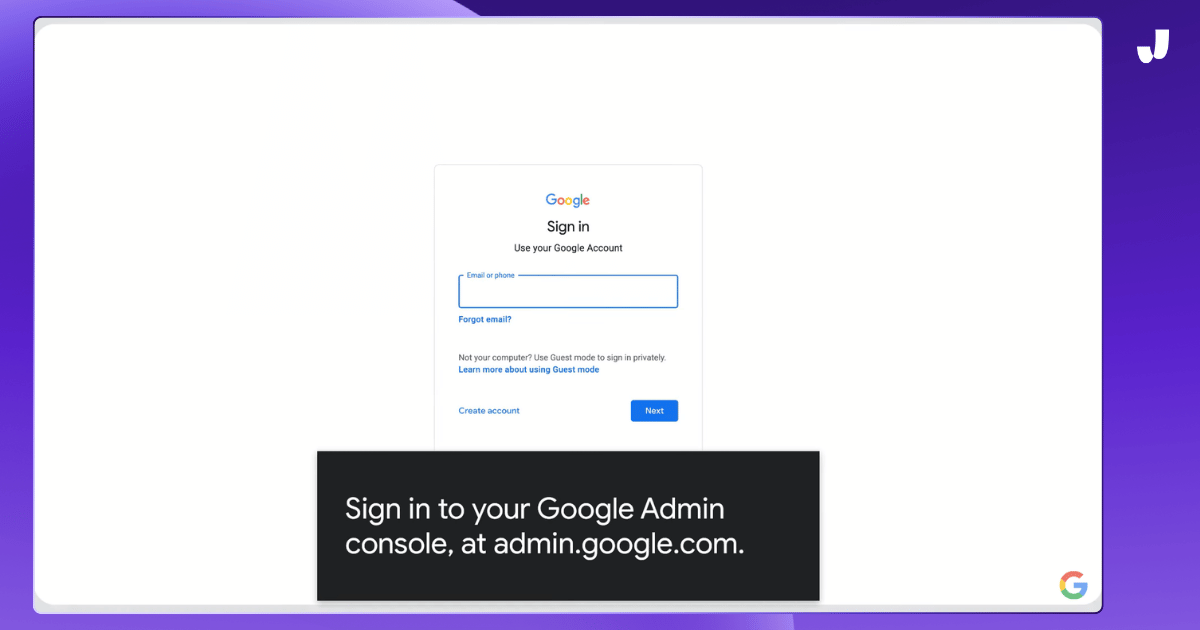 Signing in to your admin account | how to record a google meet