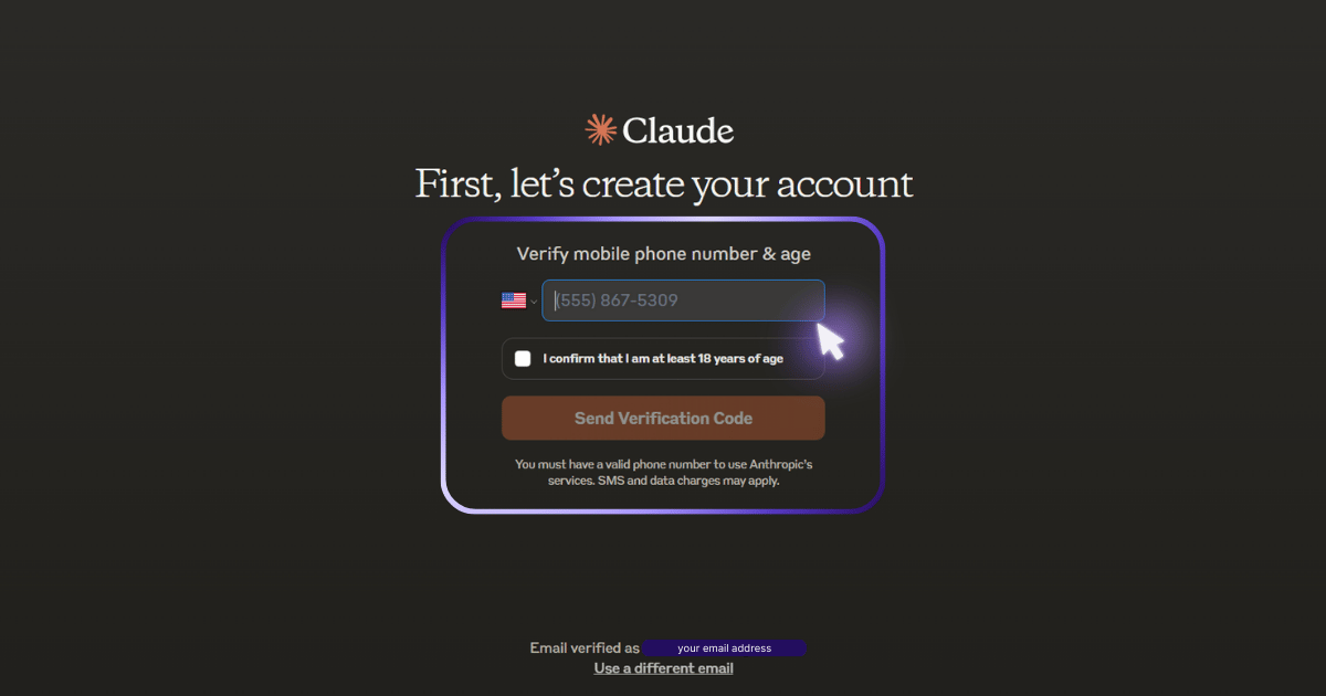 second step: verify your email address and phone number | how to use claude