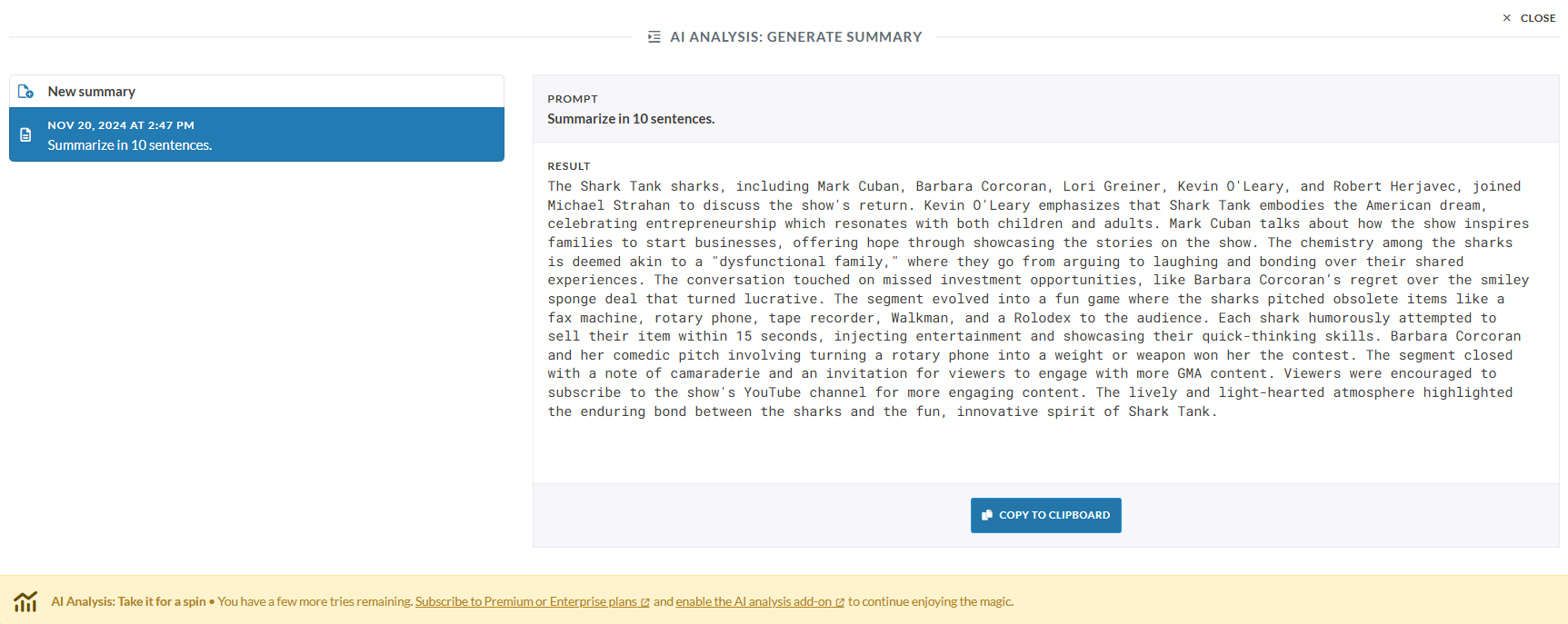 sonix ai summary