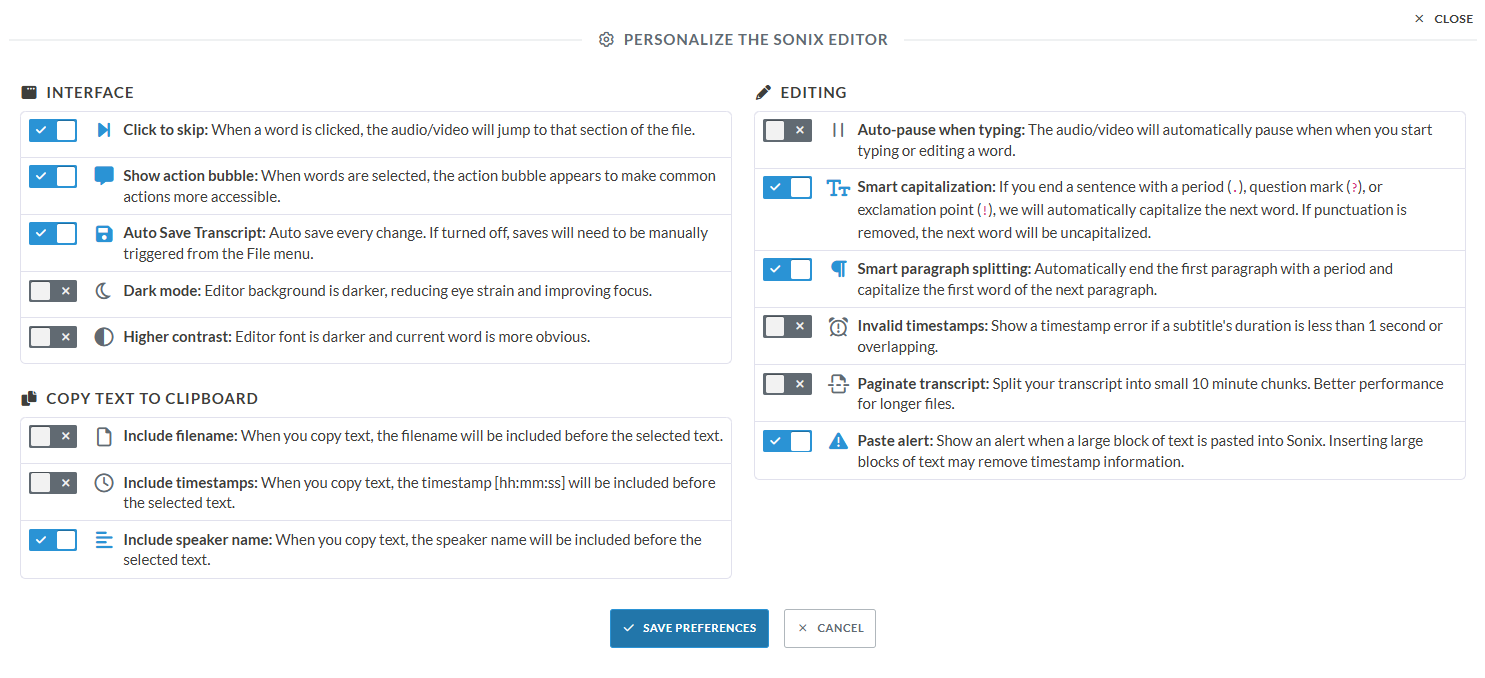 sonix ai customization console