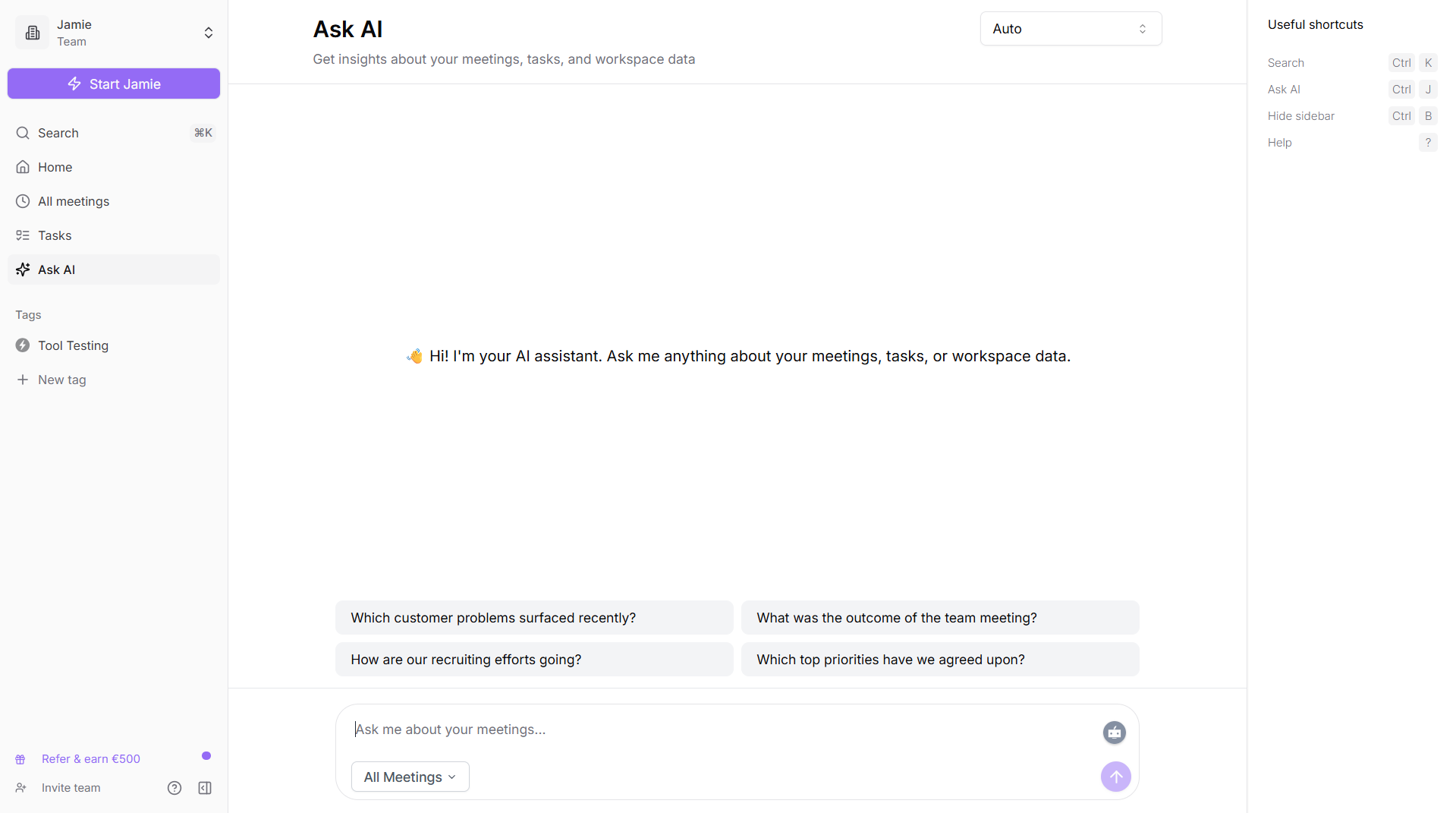Ask AI Chat Assistant | jamie ai vs otter for startups