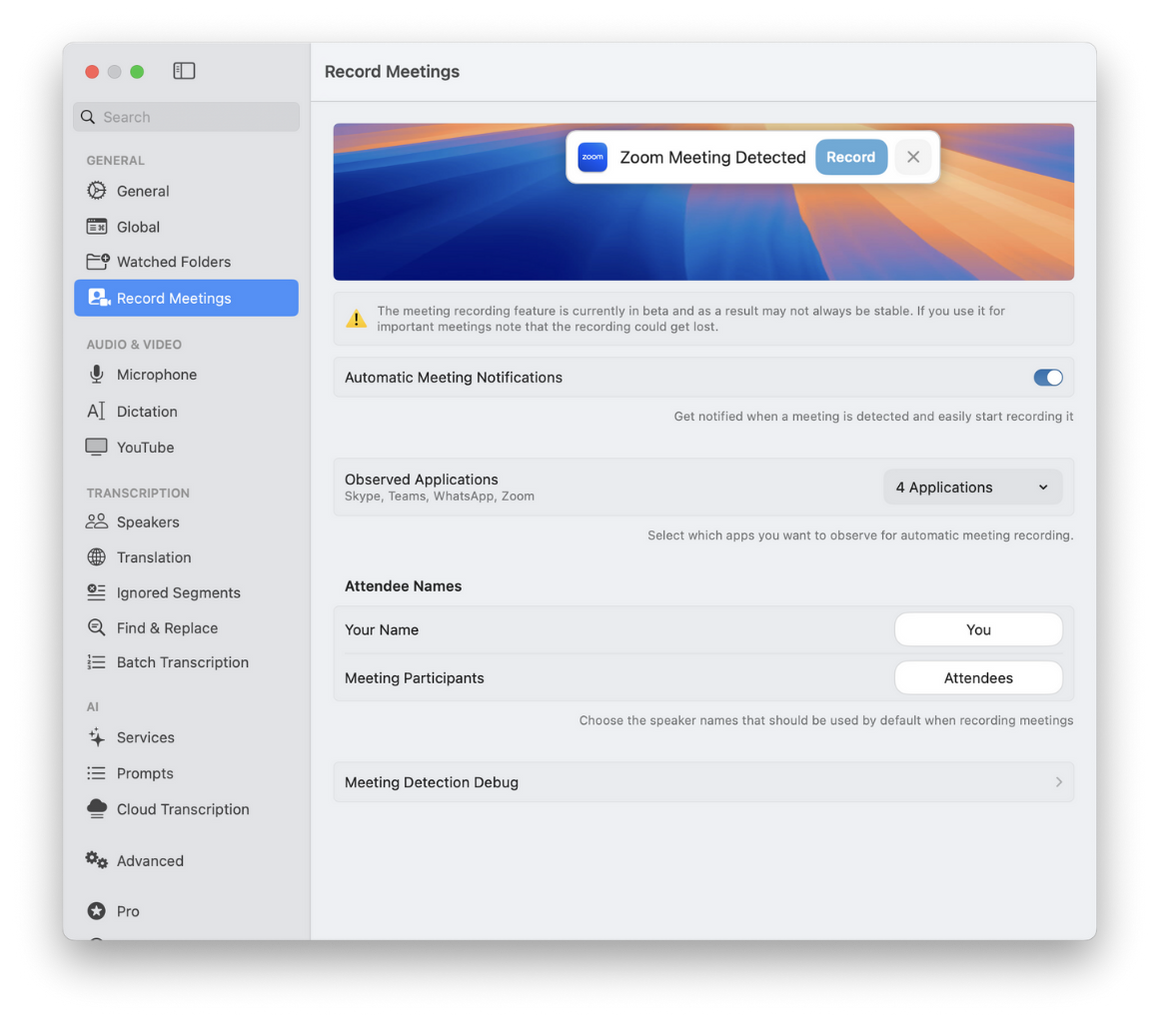MacWhisper a bot free notetaker for zoom