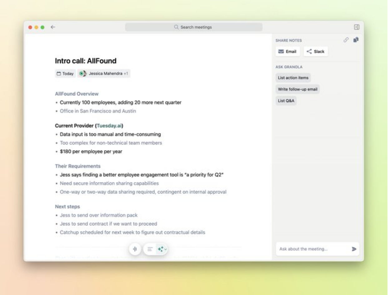 Granola ai bot free notetaker for google meet