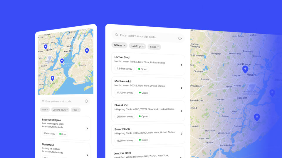 Desktop and mobile friendly store locator