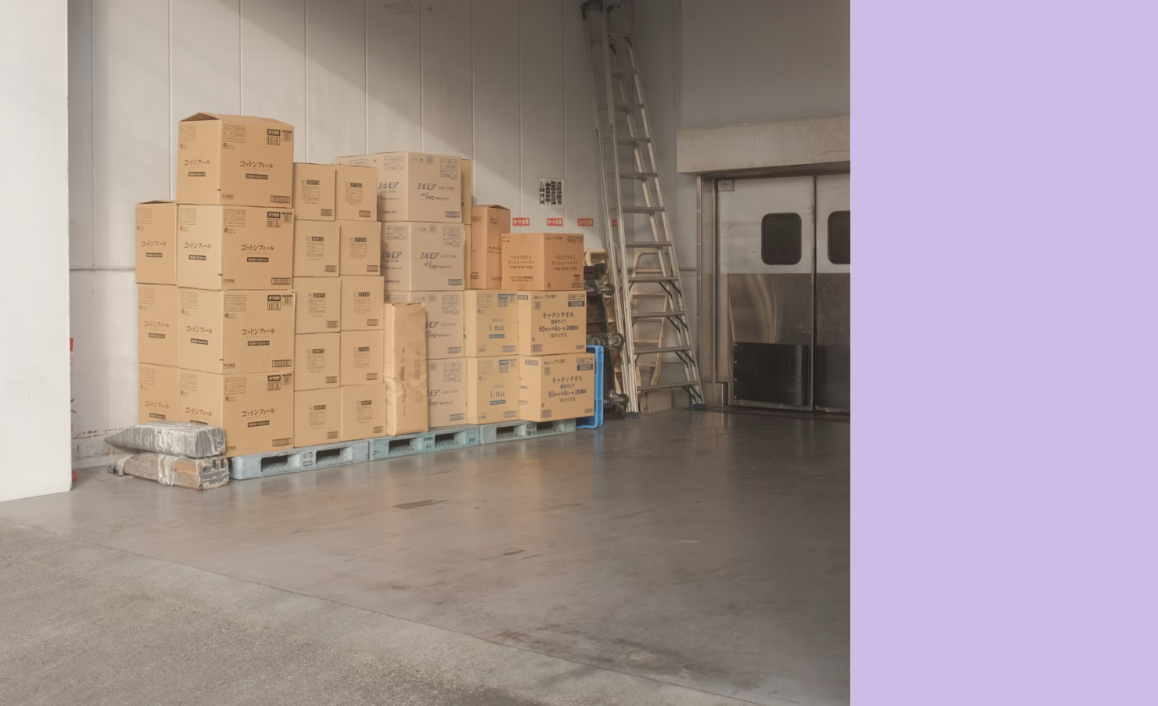 Pallets of boxes in a warehouse, illustrating Sello WMS. Manage orders and inventory with a user-friendly frontend, powerful automation, and a stable backend for speed, accuracy, and integrations.