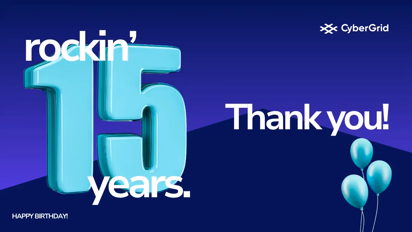 CyberGrid 15th anniversary – celebrating leadership in smart energy, flexibility management, and digital grid solutions.