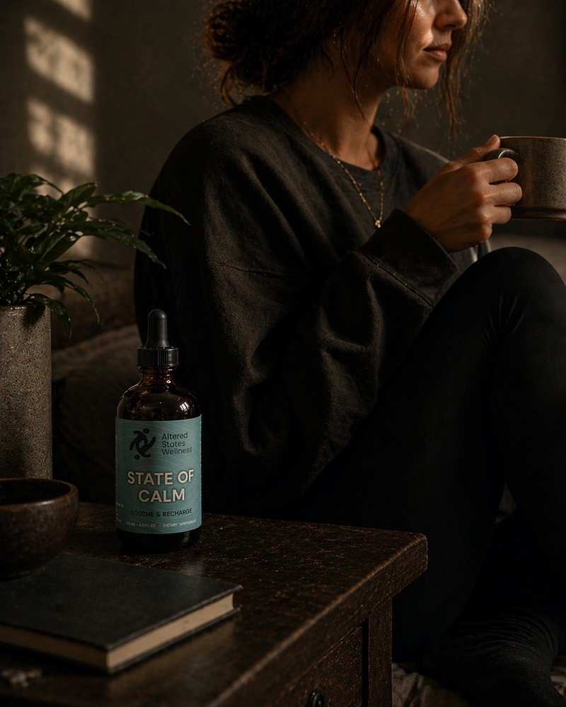 Guest relaxing at home with Altered States State of Calm