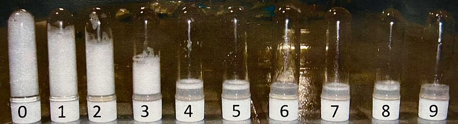 Suds formation comparison based on hardness level of water (GPG)