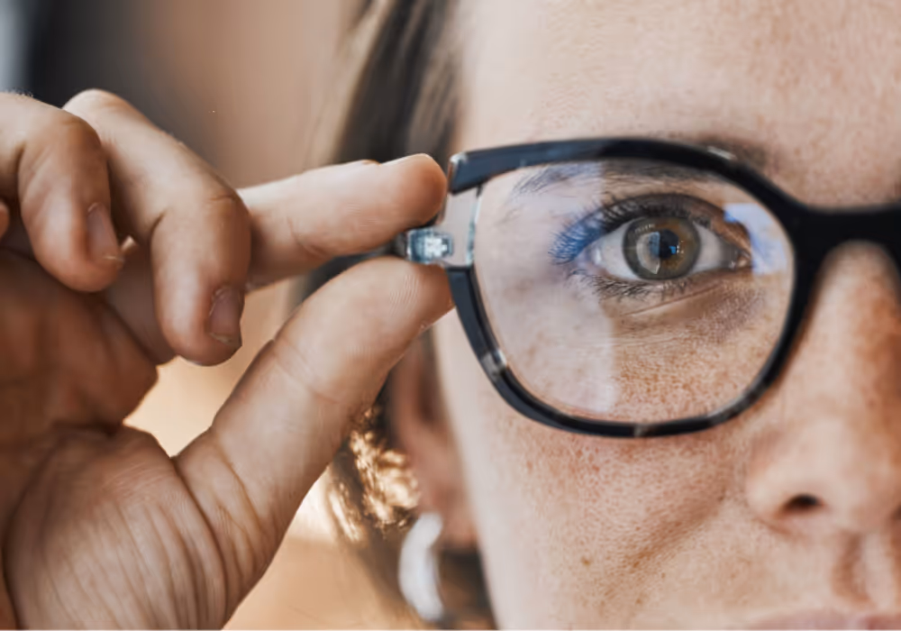 A woman wearing stylish spectacles