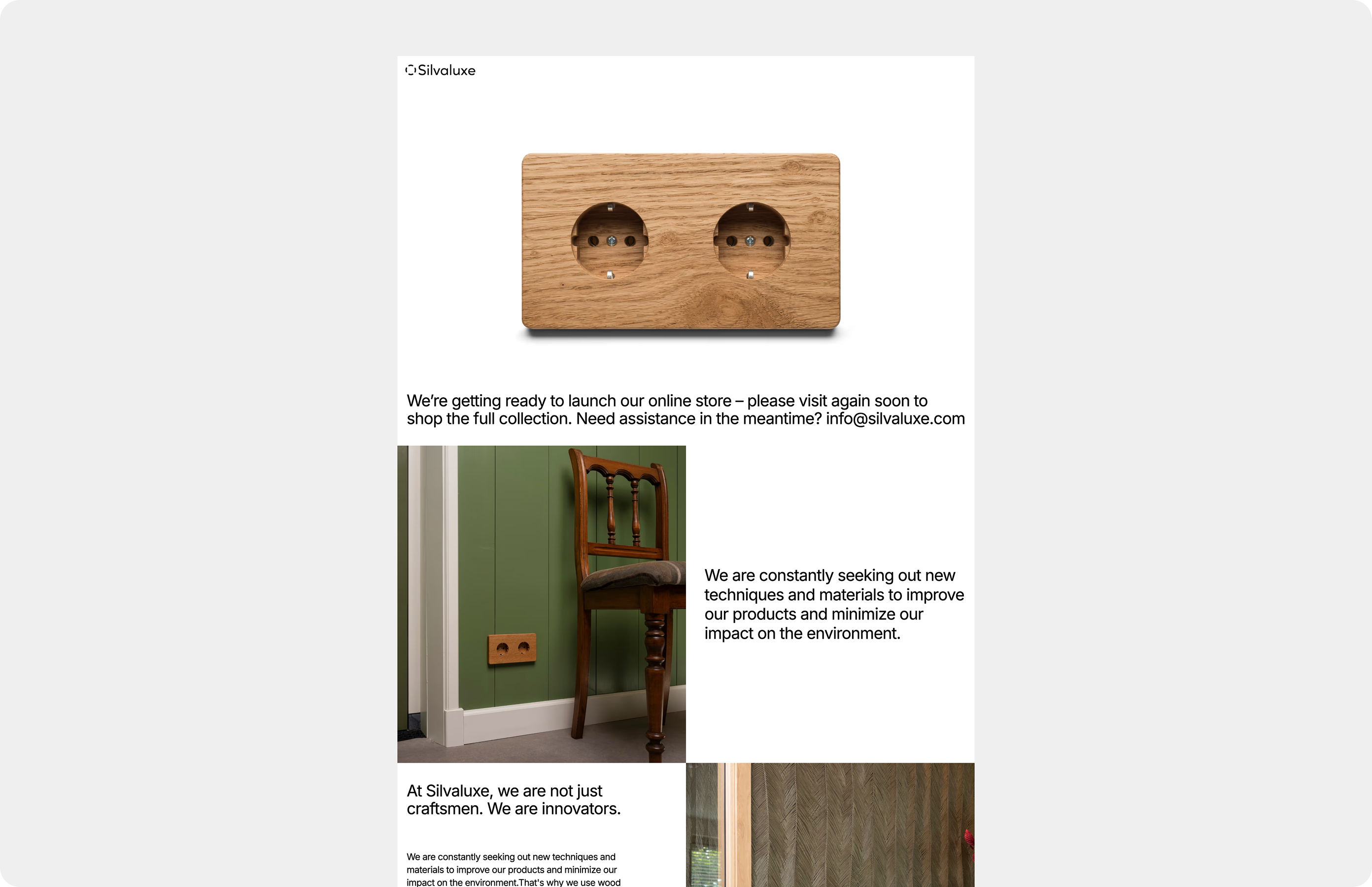 Silvaluxe - e-commerce website for handcrafted electrical sockets