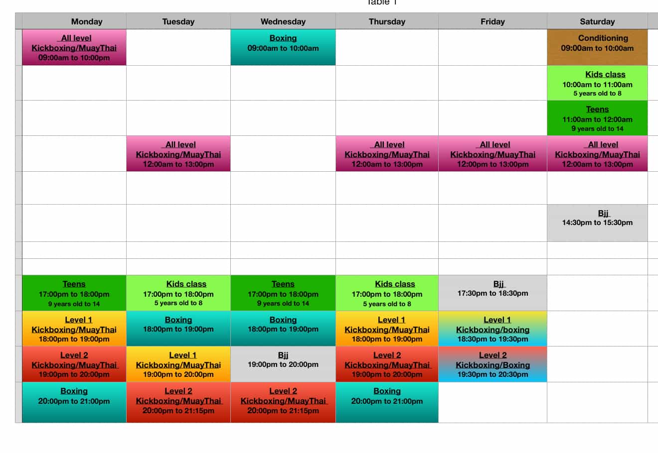 Kick boxing / Muay thai - Level 1