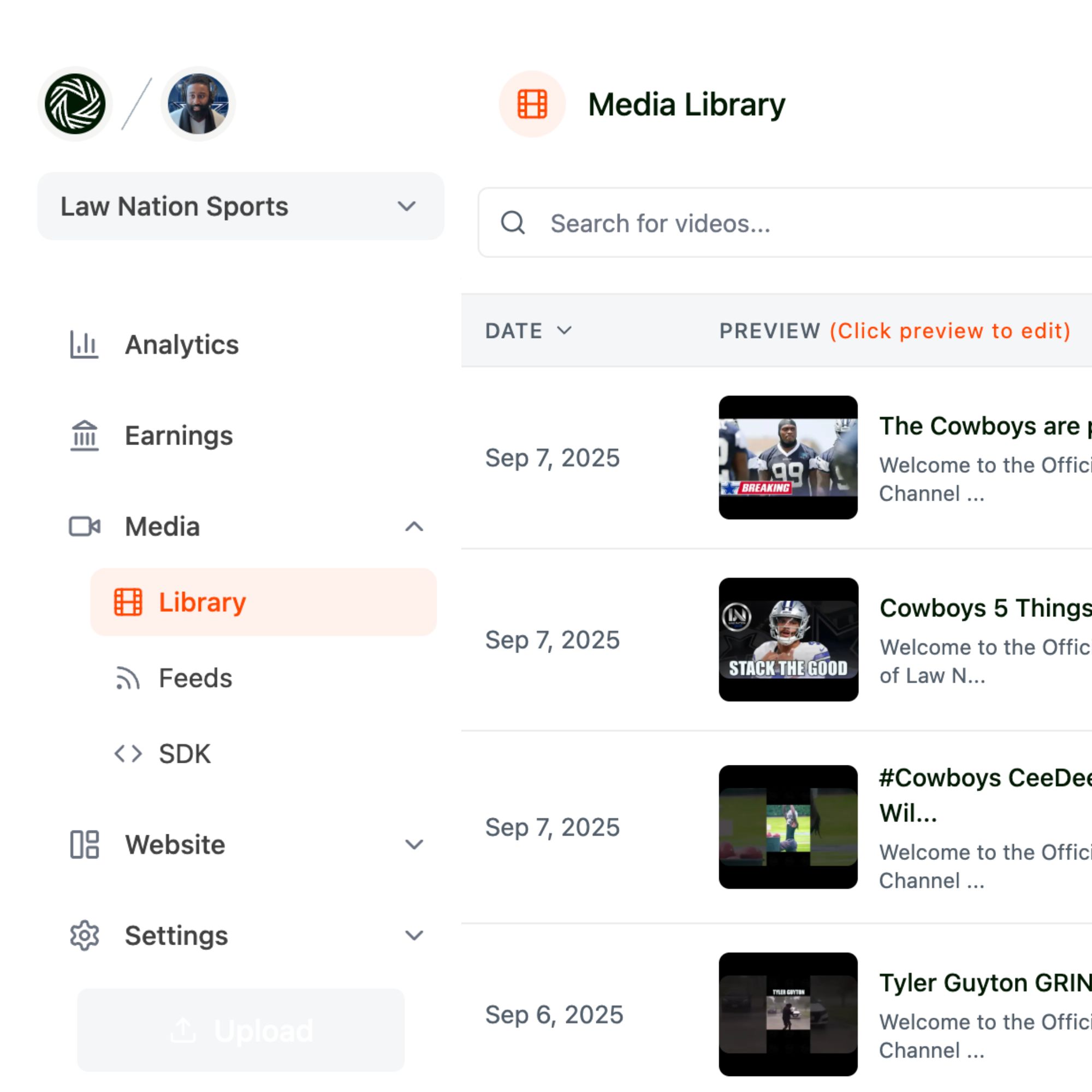 Dashboard mockup