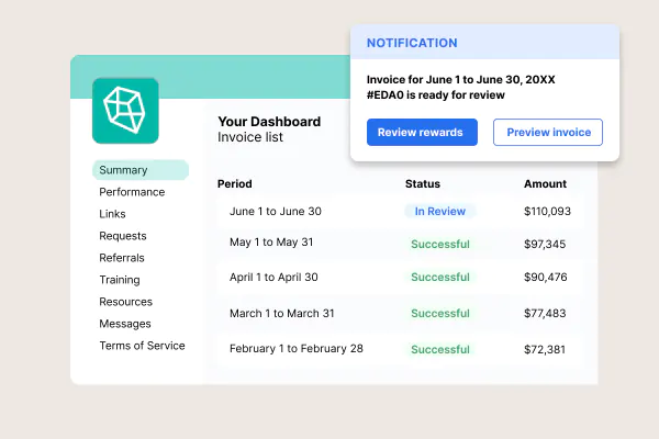 illustration of partner performance UI